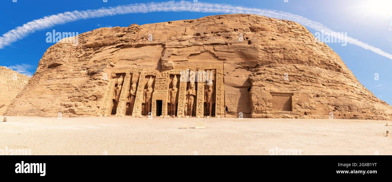 Nefertiti Temple panorama, ancient city Abu Simbel, Egypt Stock Photo -  Alamy