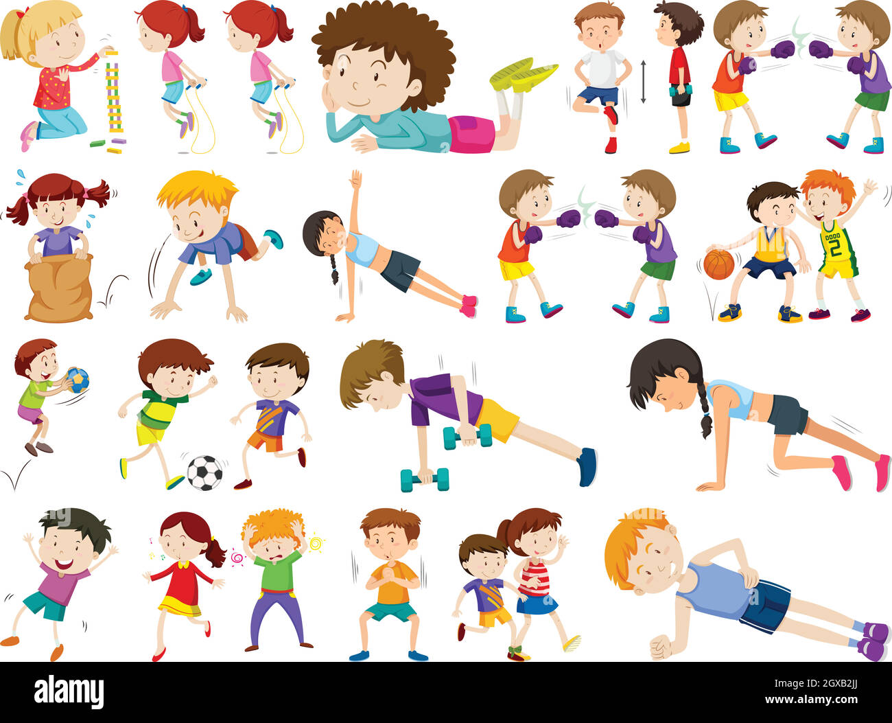 Set of different active people Stock Vector