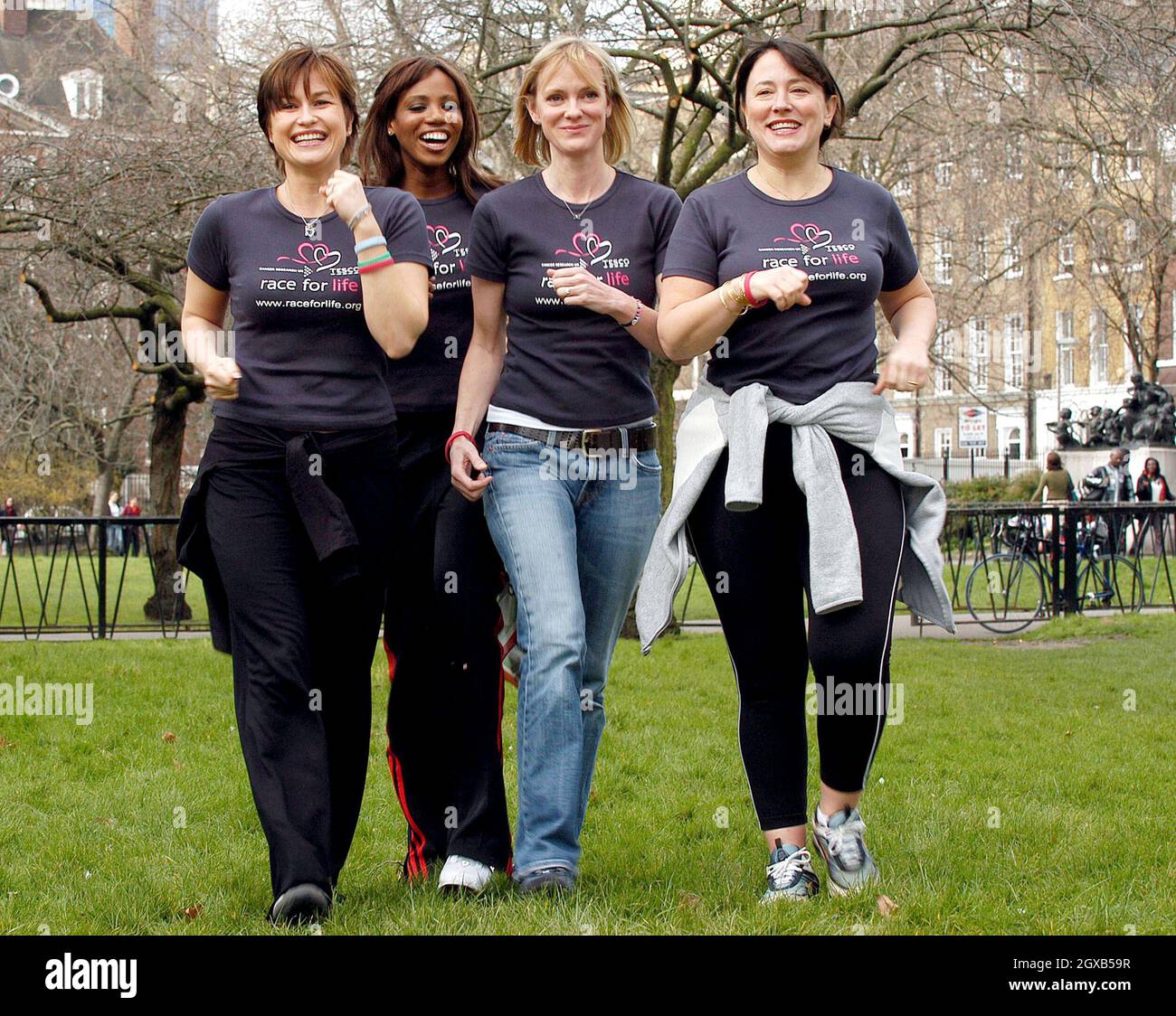 Emma Forbes, Shaznay Lewis, Hermione Norris and Arabella Weir launch five km charity walk, Cancer Research Uk, at Lincoln's Inn Fields, London, 16 March.  Stock Photo