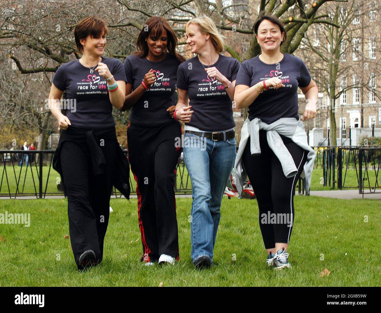 Emma Forbes, Shaznay Lewis, Hermione Norris and Arabella Weir launch five km charity walk, Cancer Research Uk, at Lincoln's Inn Fields, London, 16 March.  Stock Photo