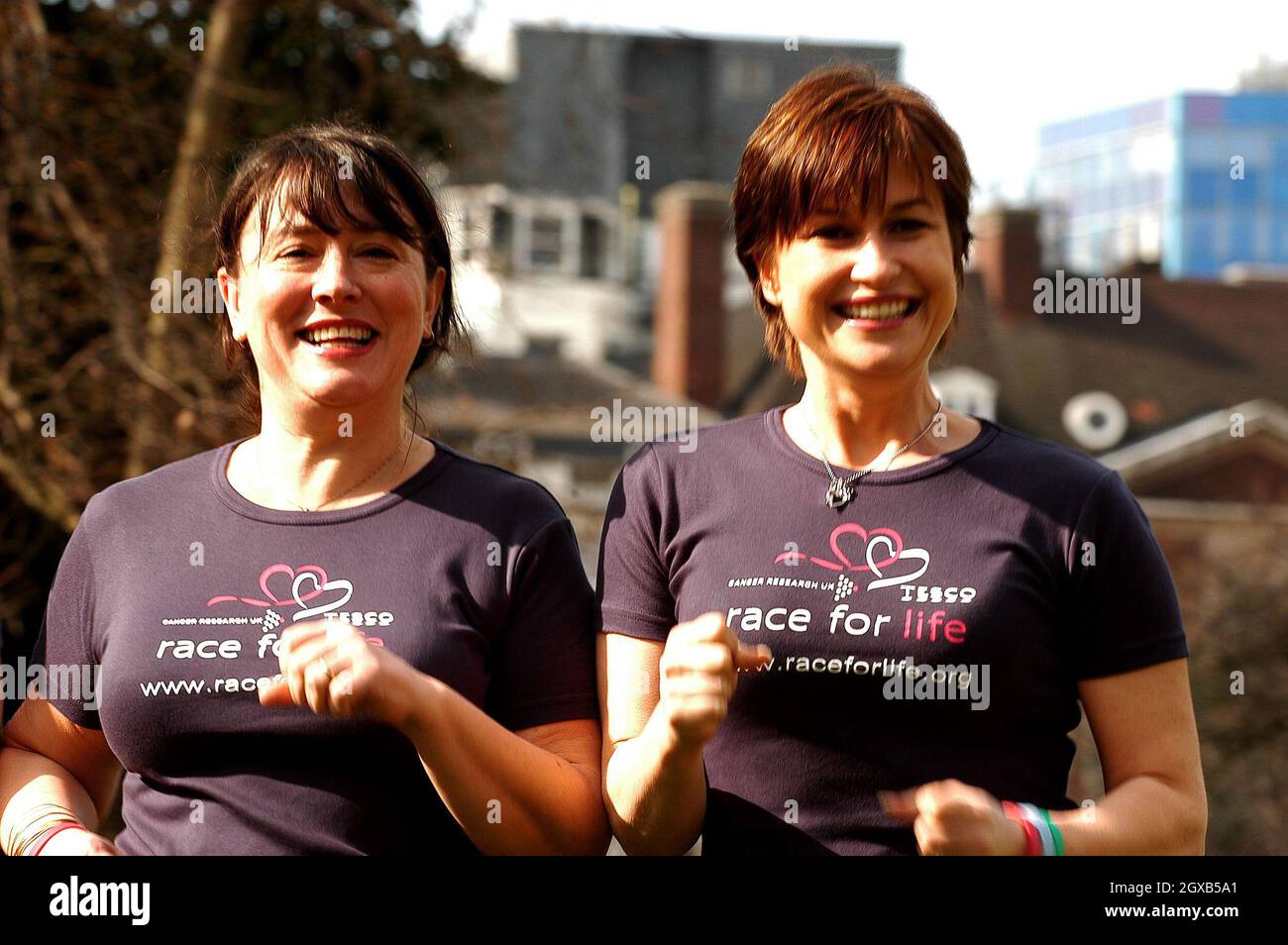 Emma Forbes and Arabella Weir launch five km charity walk, Cancer Research Uk, at Lincoln's Inn Fields, London, 16 March.  Stock Photo