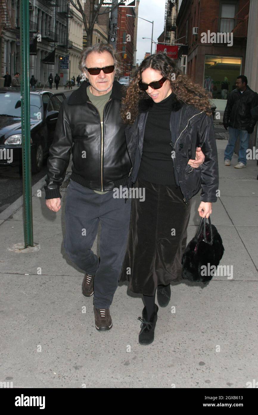 Harvey Keitel and his wife walking in the West Village, New York Stock