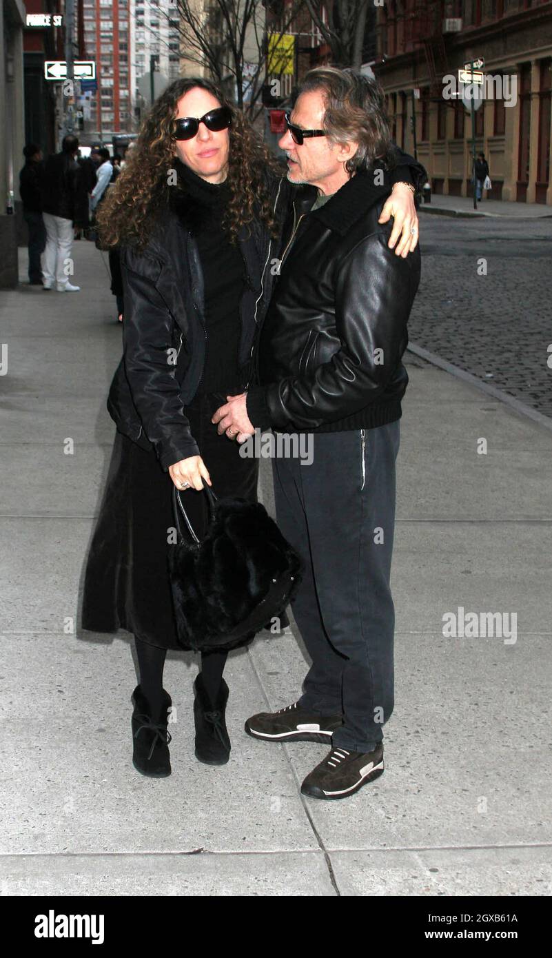 Harvey Keitel and his wife walking in the West Village, New York Stock