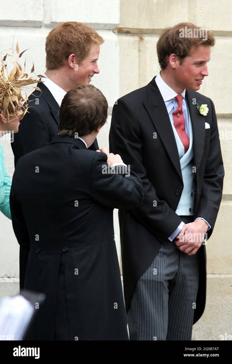 Prince William and Prince Harry attend the wedding of their father