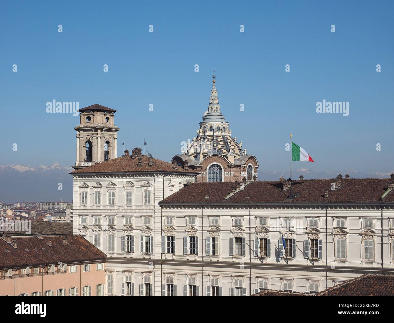 Aerial view of the city of Turin, Italy. Stock Photo