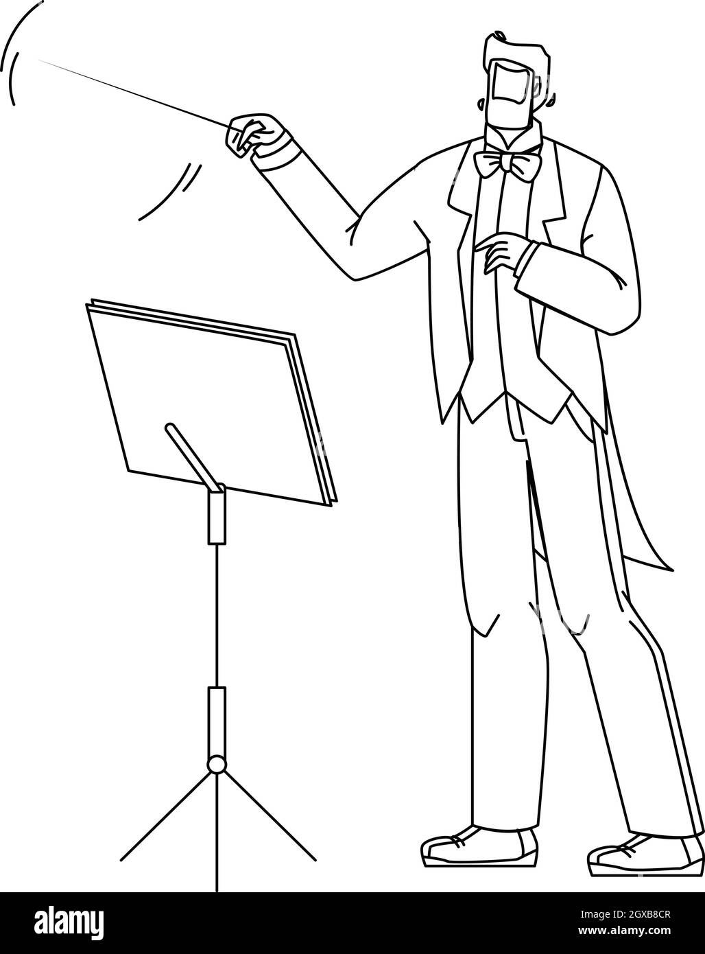 Music Conductor Man Conducting Orchestra Vector Illustration Stock Vector