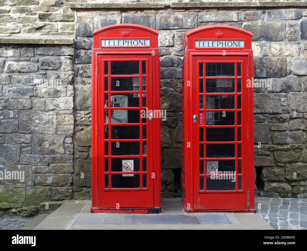 Traditional red telephone box in London, UK. Stock Photo