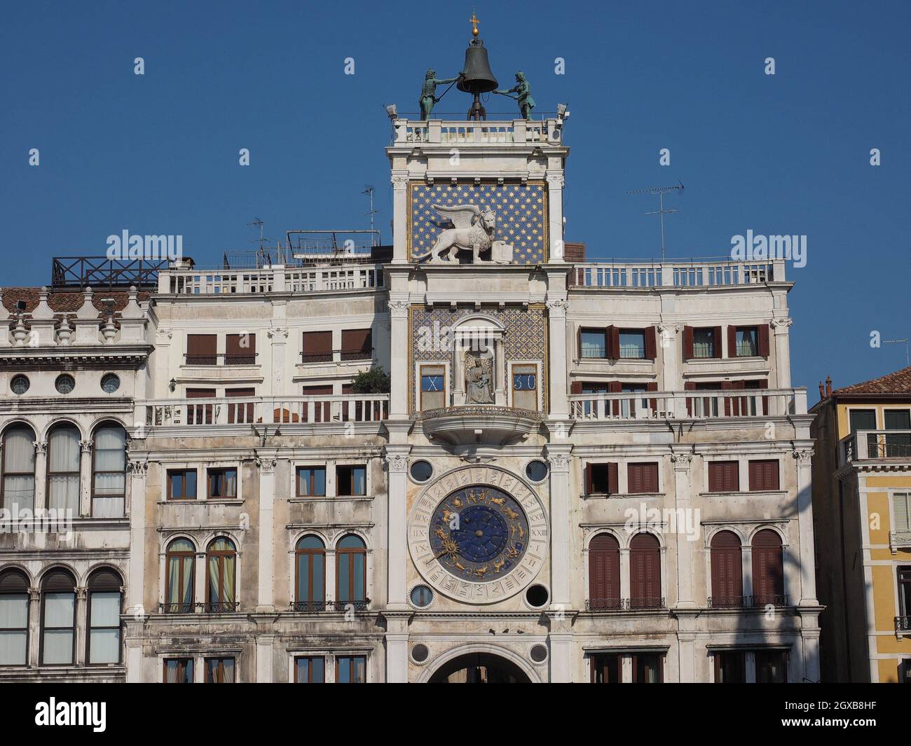 Torre dell Orologio (meaning Clock Tower) in San Marco square in Venice, Italy. Stock Photo