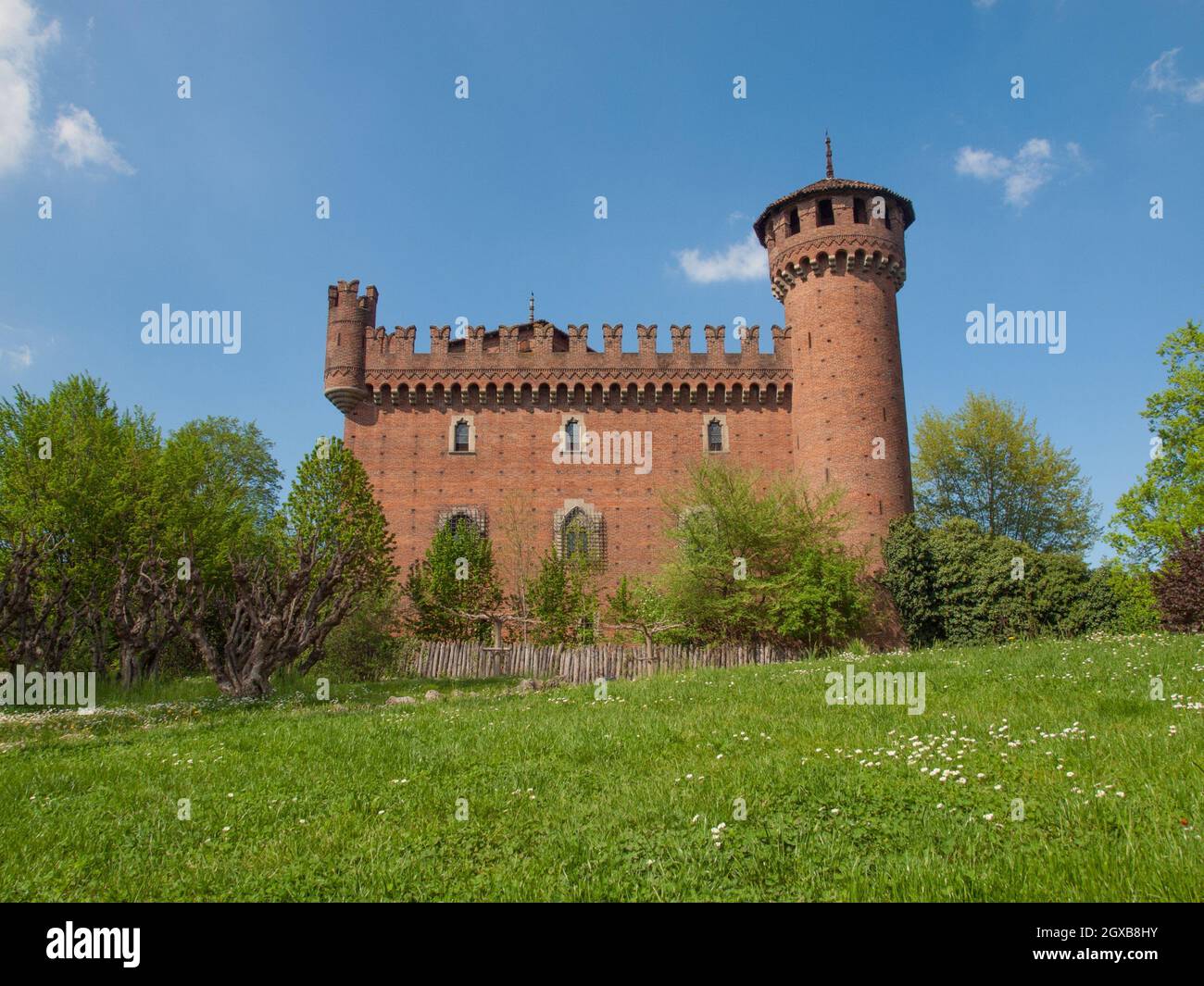 The Medieval Castle in Parco del Valentino Turin Italy. Stock Photo
