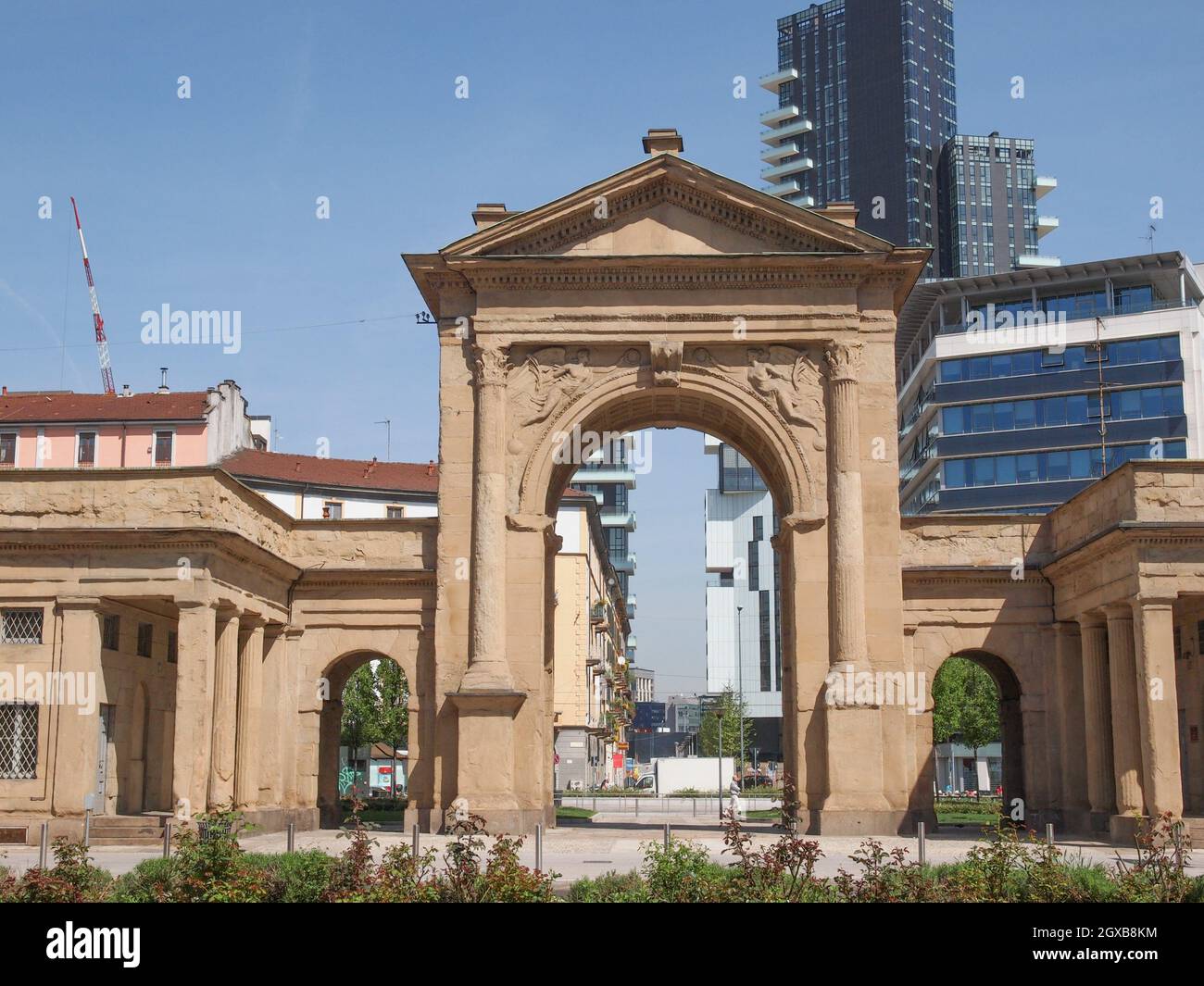 The Porta Nuova city gates in Milan Italy. Stock Photo