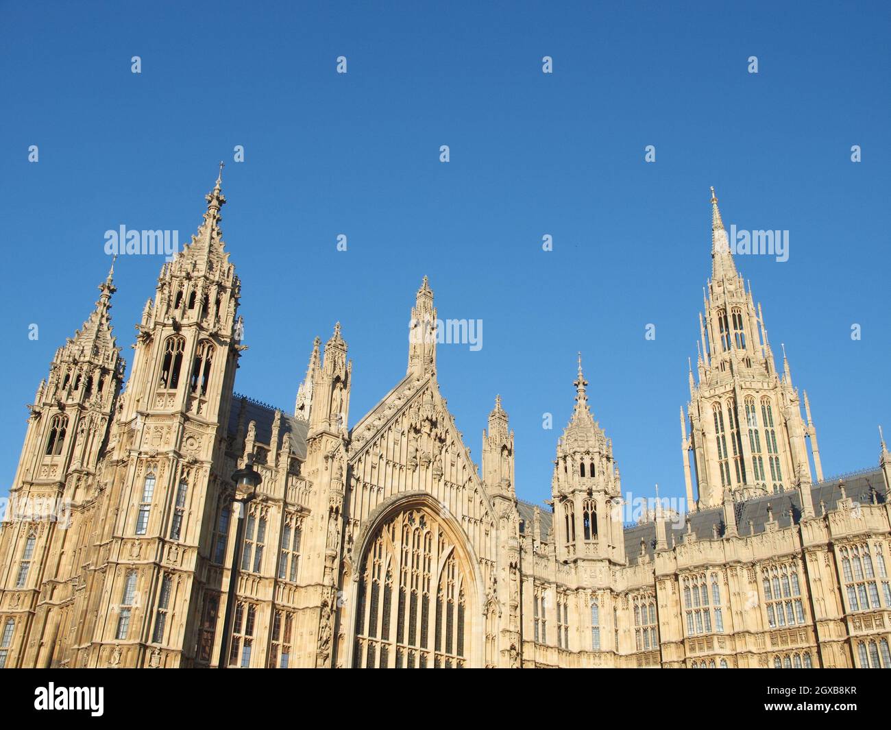 Houses of Parliament Westminster Palace London gothic architecture. Stock Photo