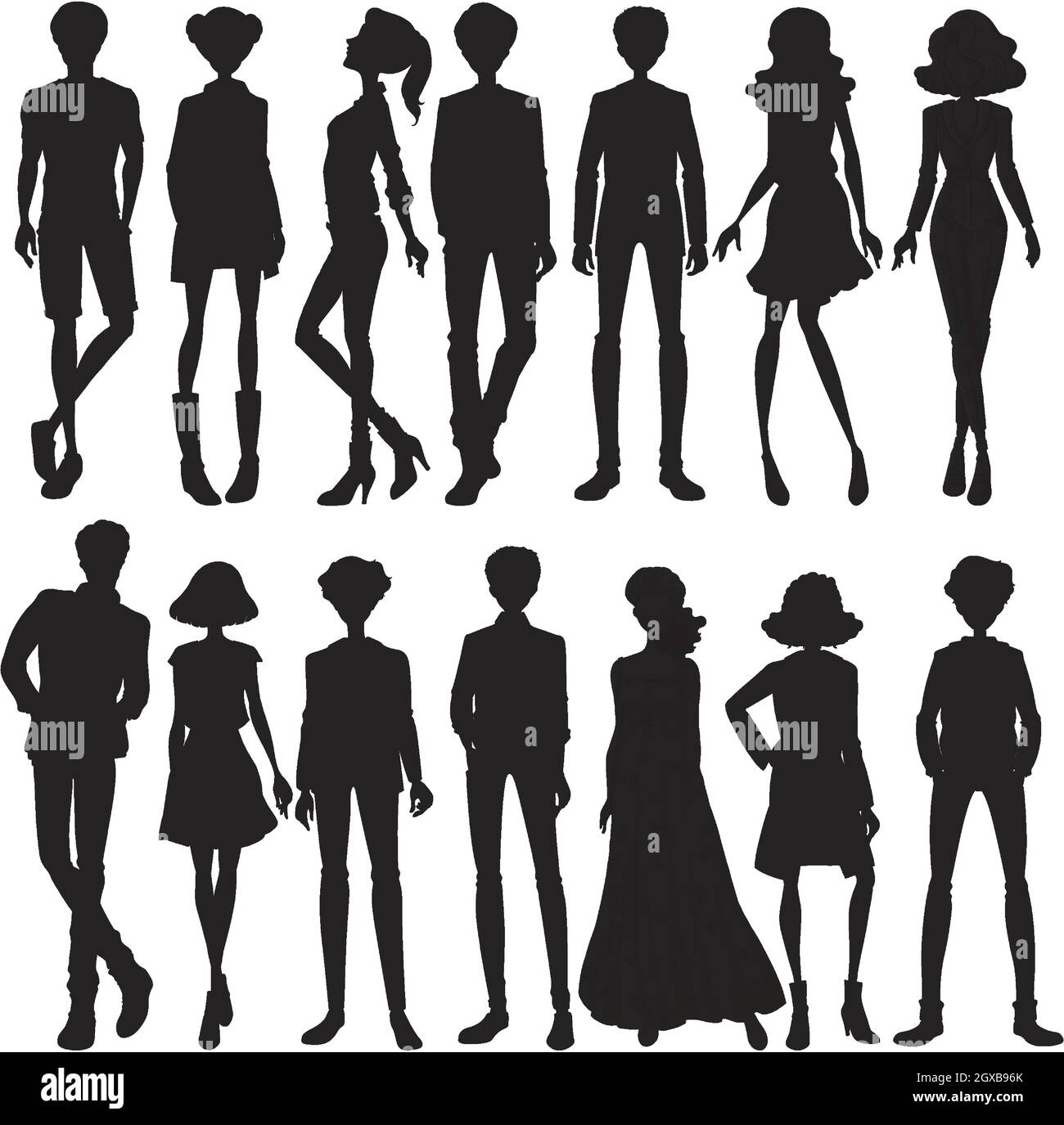 Set of silhouette people character Stock Vector