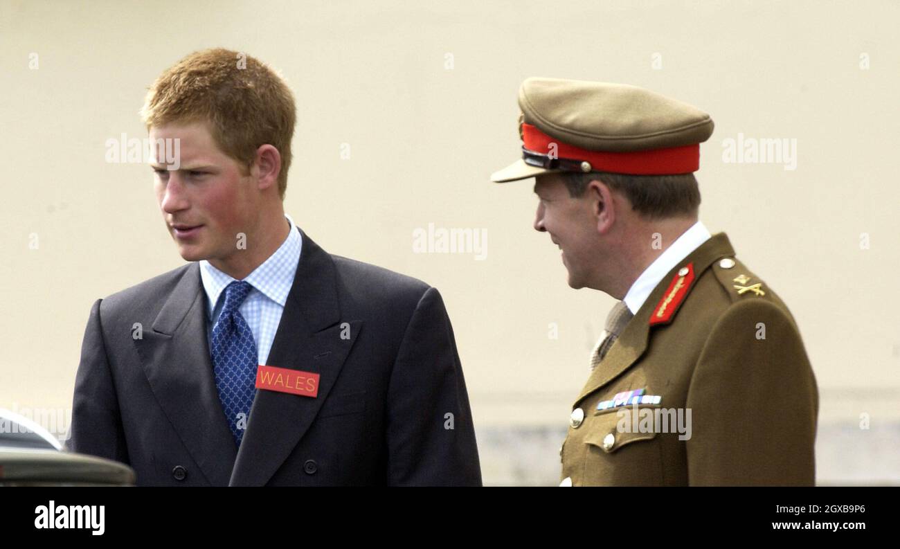Prince Harry, accompanied by Prince Charles, arrives at Sandhurst Royal Military Academy where he was met by Commandant Major General Andrew Ritchie.  Prince Harry will now begin his officer training. Anwar Hussein/allactiondigital.com *** Local Caption *** Prince Harry; Prince Charles  Stock Photo