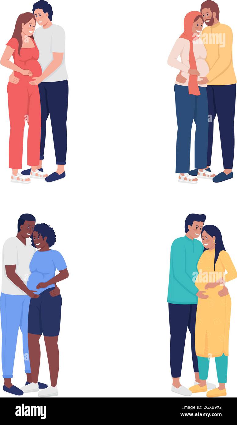 Expecting couple semi flat color vector character set Stock Vector ...