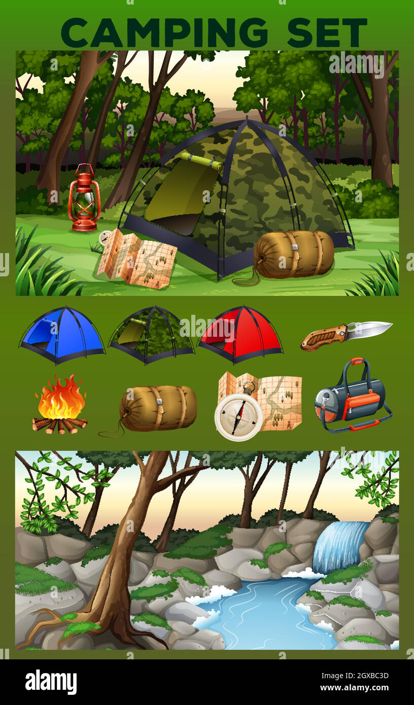 Camping equipment and field Stock Vector Image & Art - Alamy