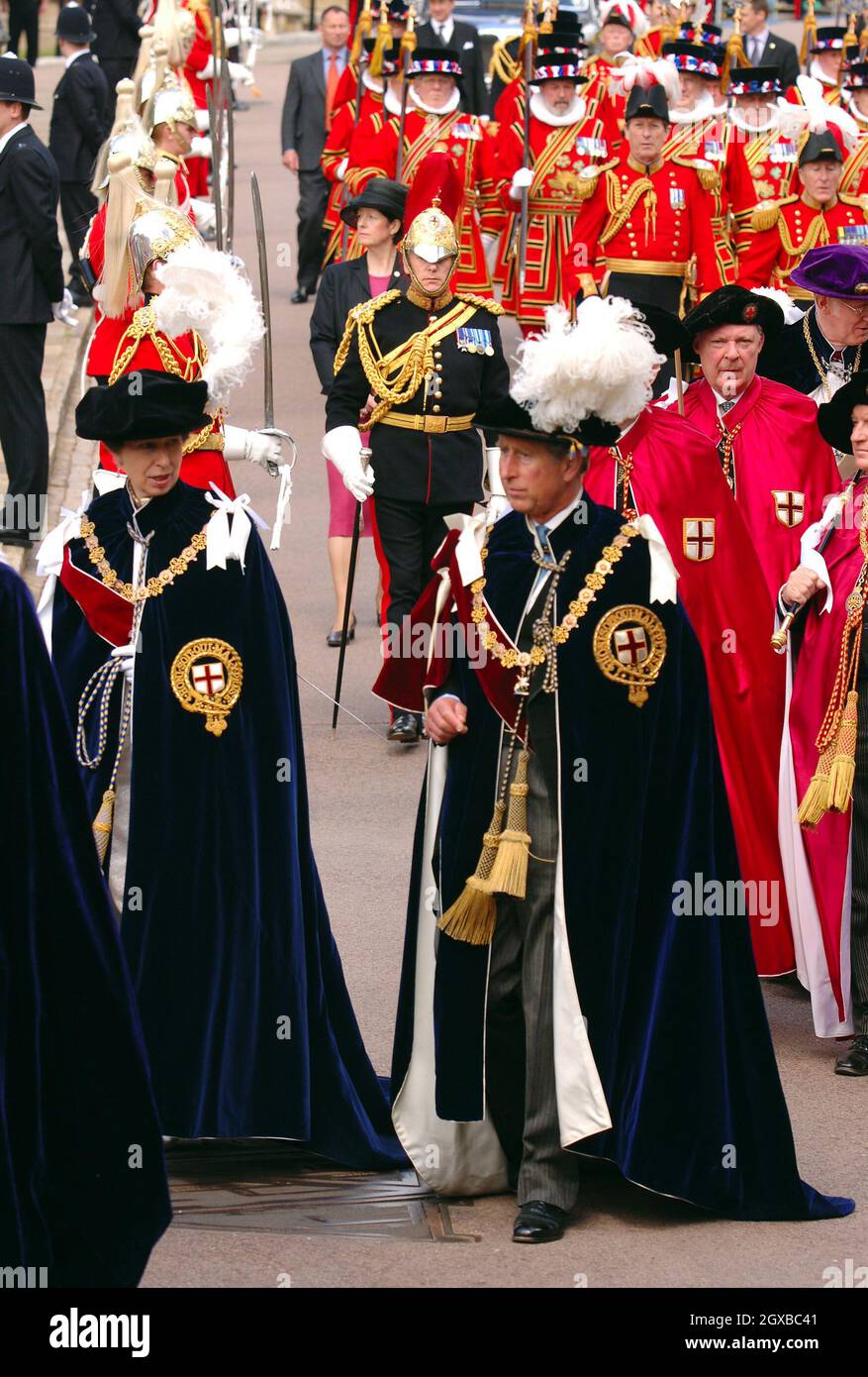 Prince Charles and the Princess Royal attend the Order of the Garter