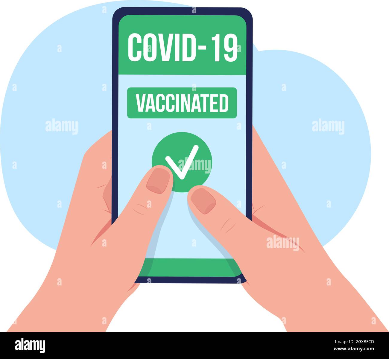 Mobile vaccination passport 2D vector isolated illustration Stock Vector