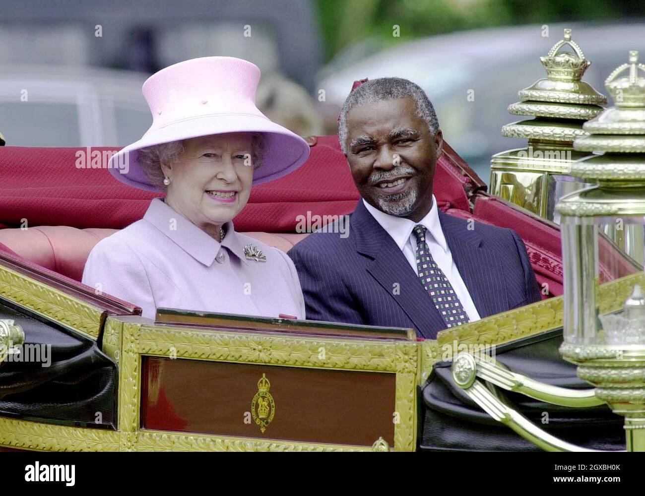The Queen welcomes President Thabo Mbeki to Windsor at the start of the South African leader's state visit to Britain. The Queen and the President rode in an opened top carriage from Home Park to Windsor. The President was on a three day State visit. Â©Anwar Hussein/allactiondigital.com  Stock Photo