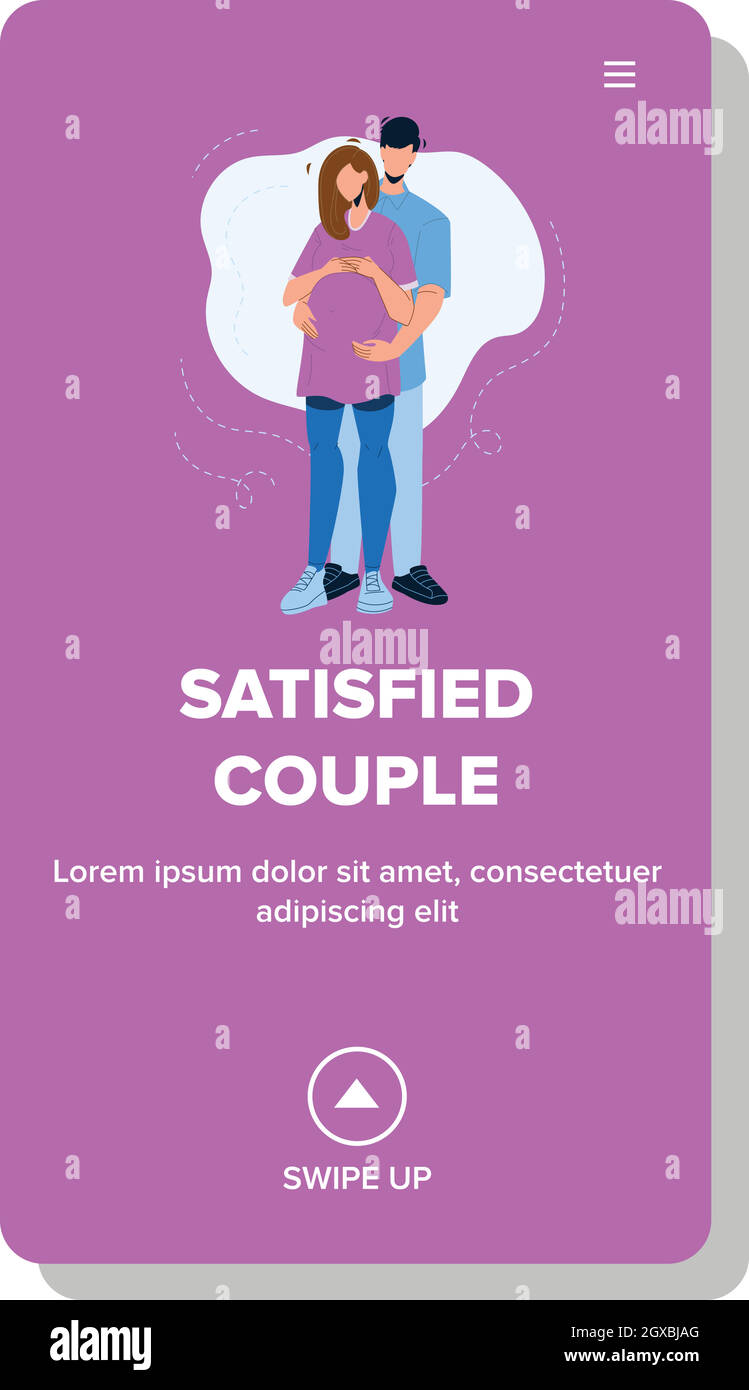 Satisfied Couple Embrace Waiting Childbirth Vector Stock Vector