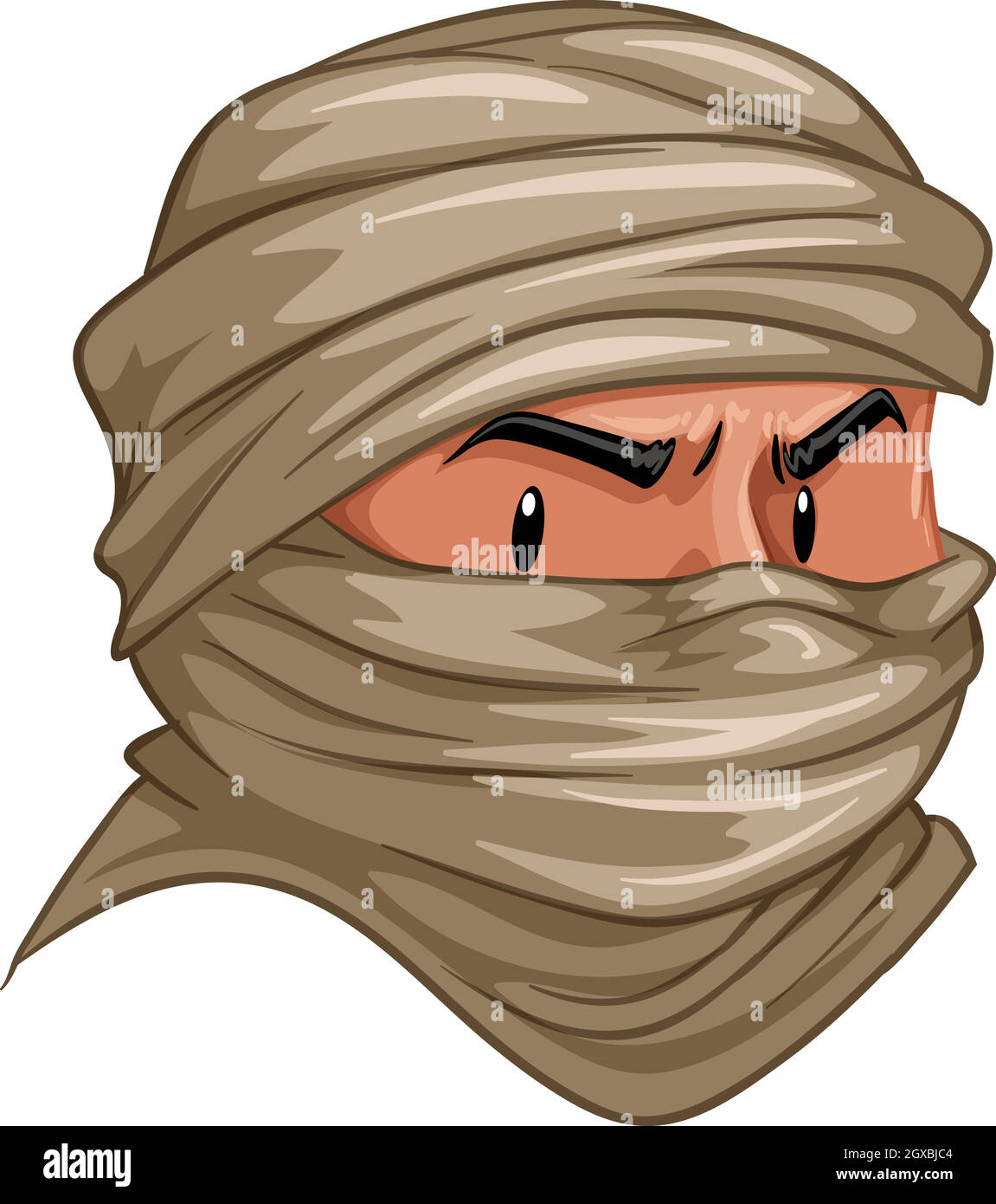 Terrorist covered his face with cloth Stock Vector