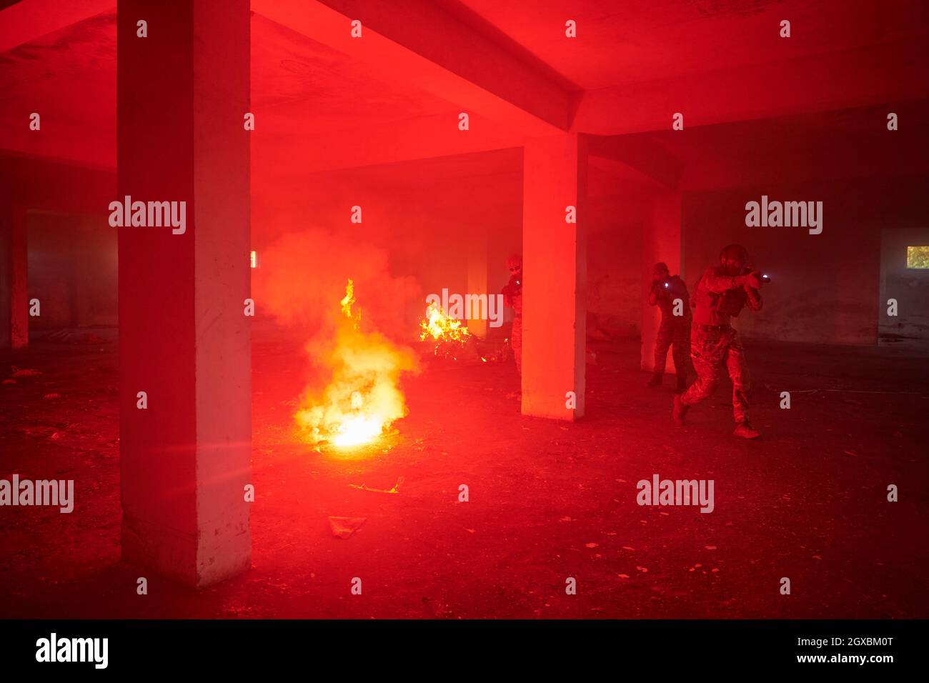 special forces soldiers team in urban environment making tactical ...