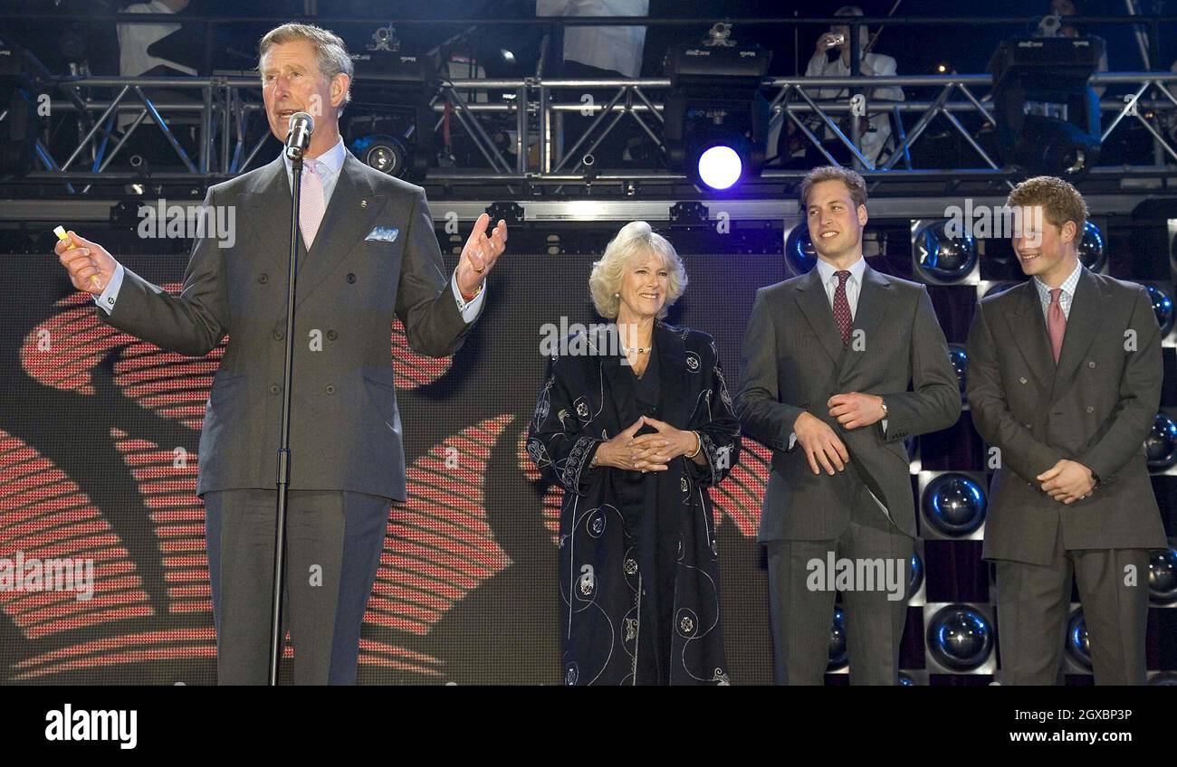 Charles, Prince of Wales makes a speech with Camilla, Duchess of