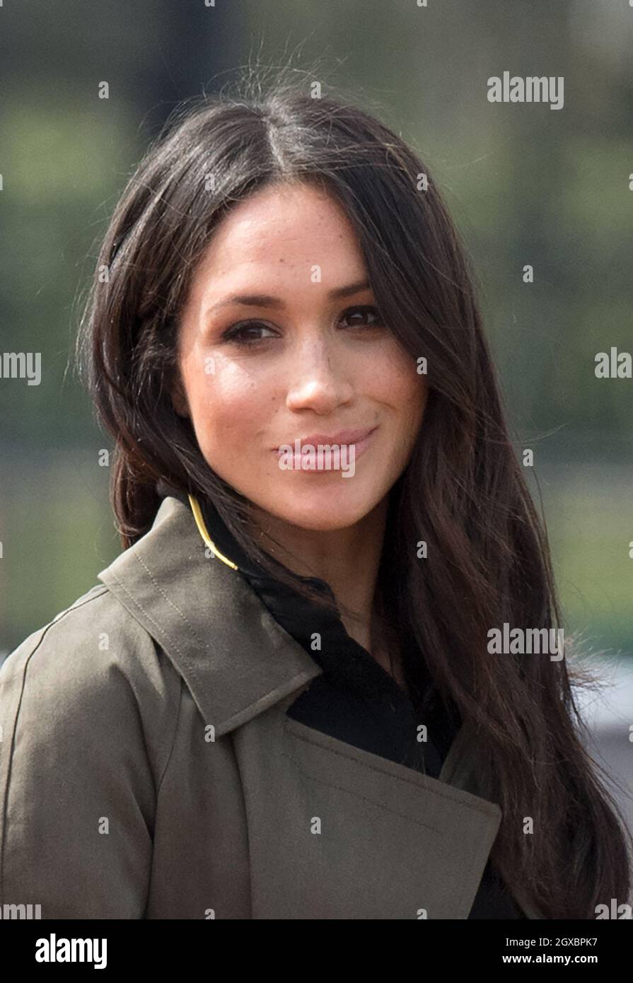 Meghan Markle attends the UK team trials for the Invictus Games in Sydney 2018  at the University of Bath Sports Training Village on April 6, 2018.   The Invictus Games is the only international sports event for wounded, injured and sick servicemen and women, both serving and veteran. The Games use the power of sport to inspire recovery, support rehabilitation and generate a wider understanding and respect of all those who serve their country. Stock Photo