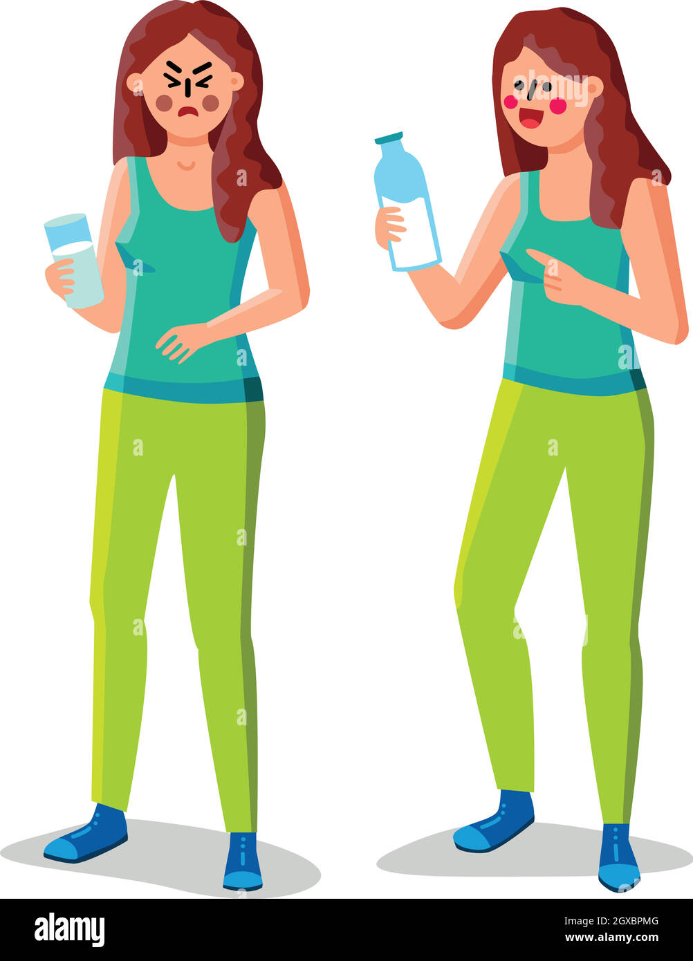 Lactose Intolerance Girl Hold Glass Of Milk Vector Stock Vector