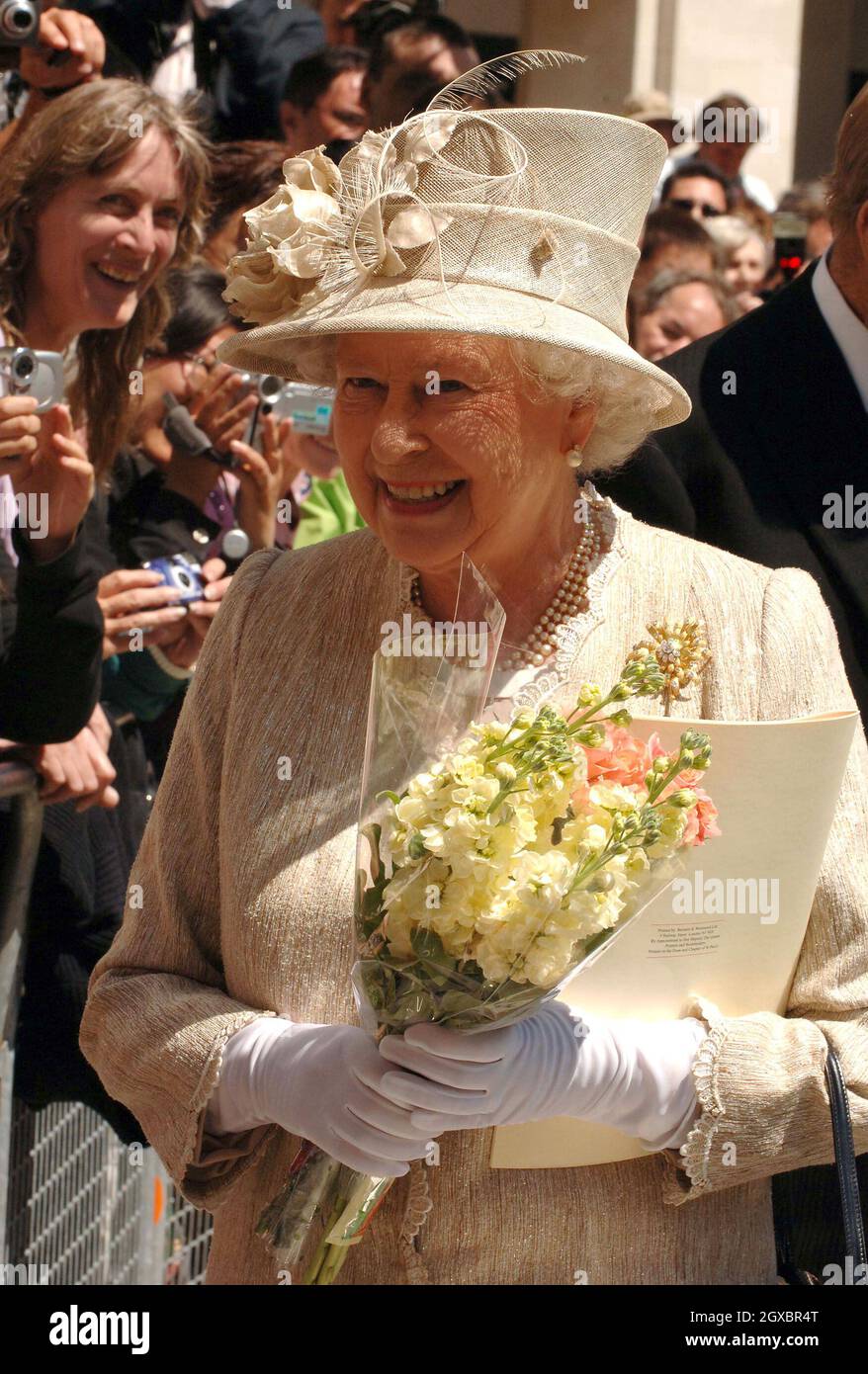 Queen Elizabeth ll leaves the Service of Thanksgiving at St. Paul's Cathedral. Stock Photo