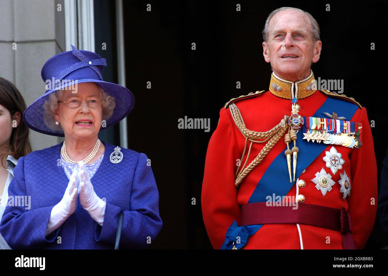 Queen Elizabeth ll and Prince Philip, Duke of Edinburgh on the balcony of Buckingham Palace. Stock Photo