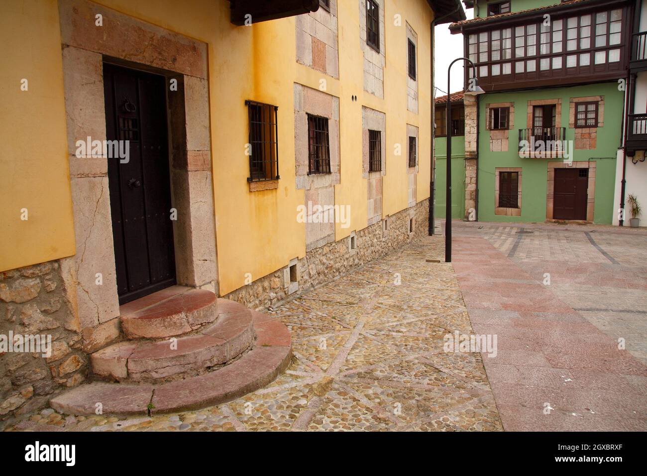 Cristo Rey square in Llanes. Asturias Stock Photo Alamy