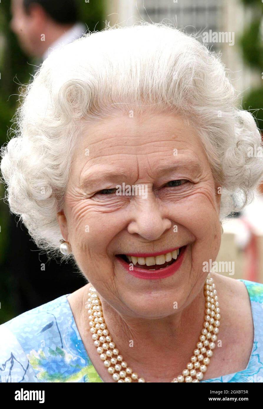 Queen Elizabeth II attends a Children's Garden Party at Buckingham Palace, London. Stock Photo