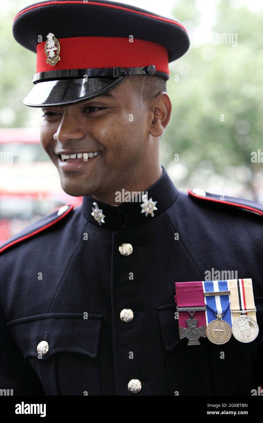 Private Johnson Beharry, who recently received a Victoria Cross, attends. Stock Photo