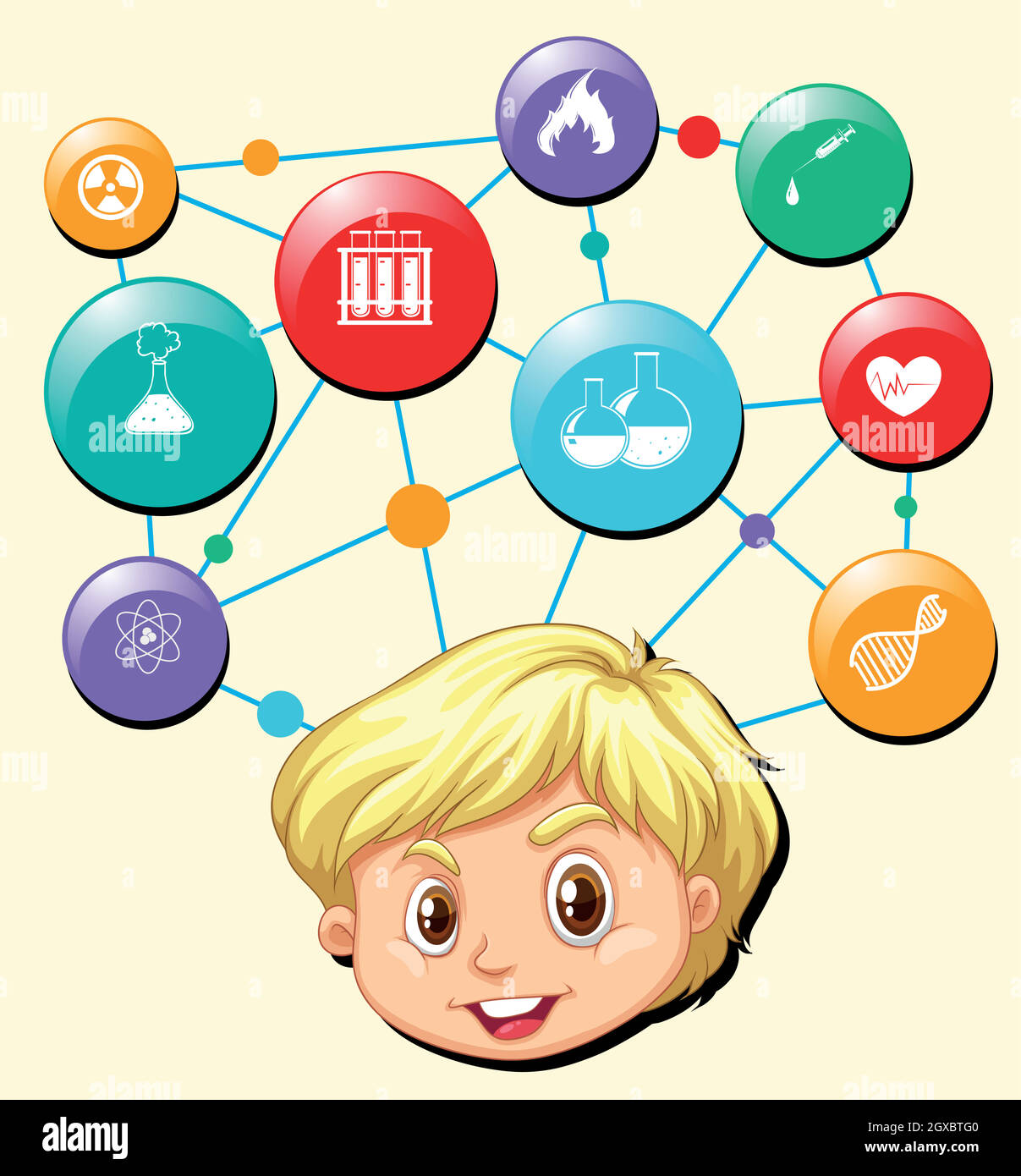 Little boy head and science symbols Stock Vector Image & Art - Alamy