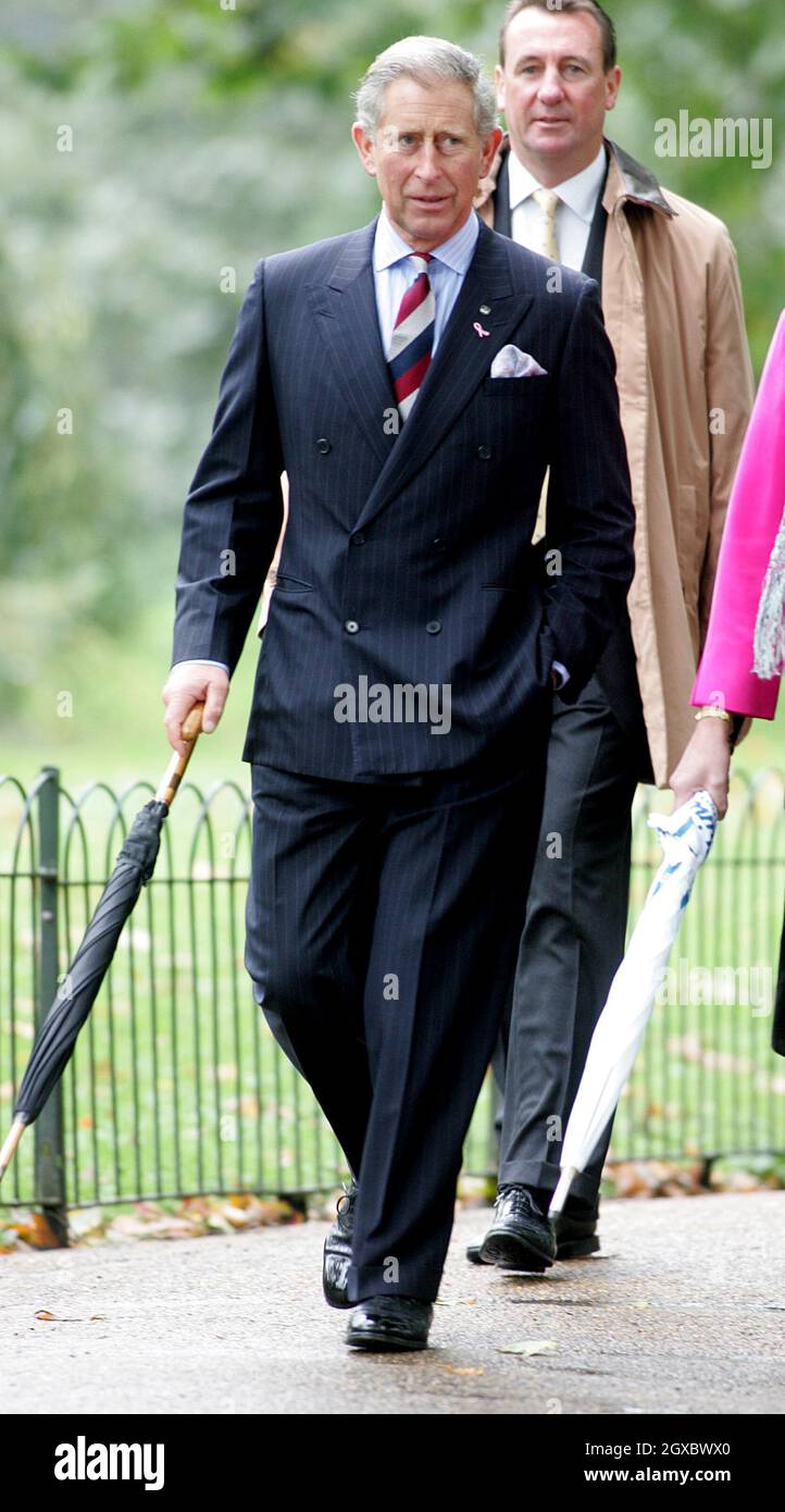 Prince Charles, Prince of Wales walks through St. James's Park after a