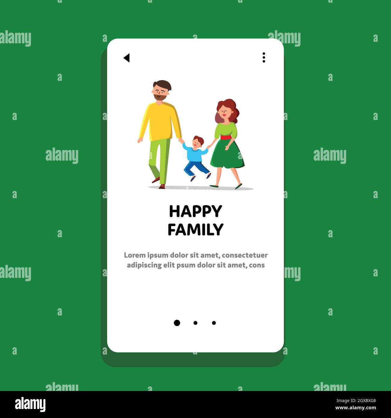Happy Family Parents With Child Walking Vector Stock Vector