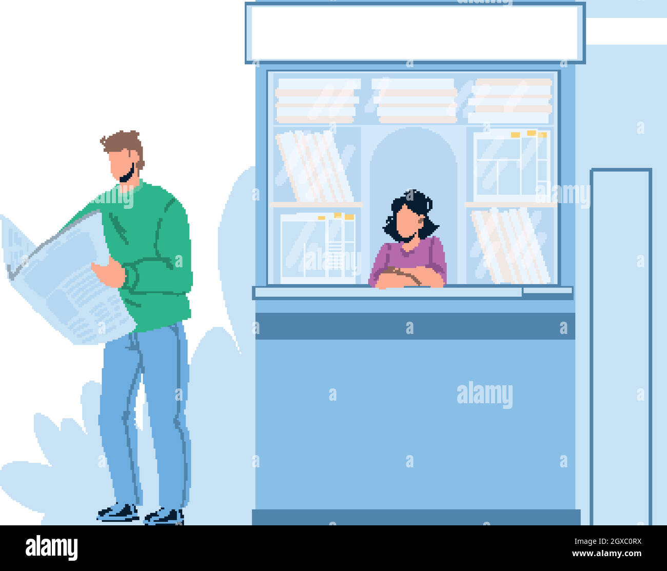 Illustration woman holding newspaper Stock Vector Images - Alamy