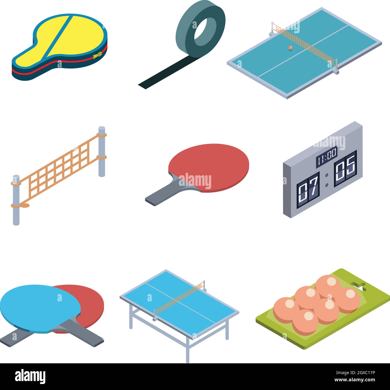 Table Tennis Game Equipment Collection Set Vector 2GXC17P 