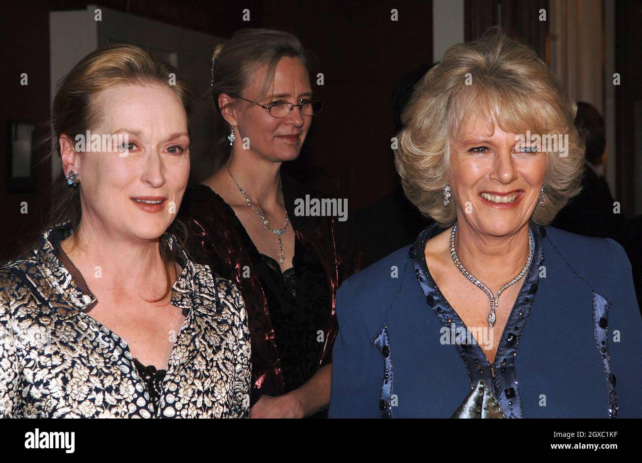 Camilla, Duchess of Cornwall meets actress Meryl Streep at the Harvard Club where Prince Charles, Prince of Wales will receive the Global Environmental Citizen Award from Harvard medical School's Center for Health and the Global Environment on January 28, 2007 in New York. Anwar Hussein/EMPICS Entertainment  Stock Photo