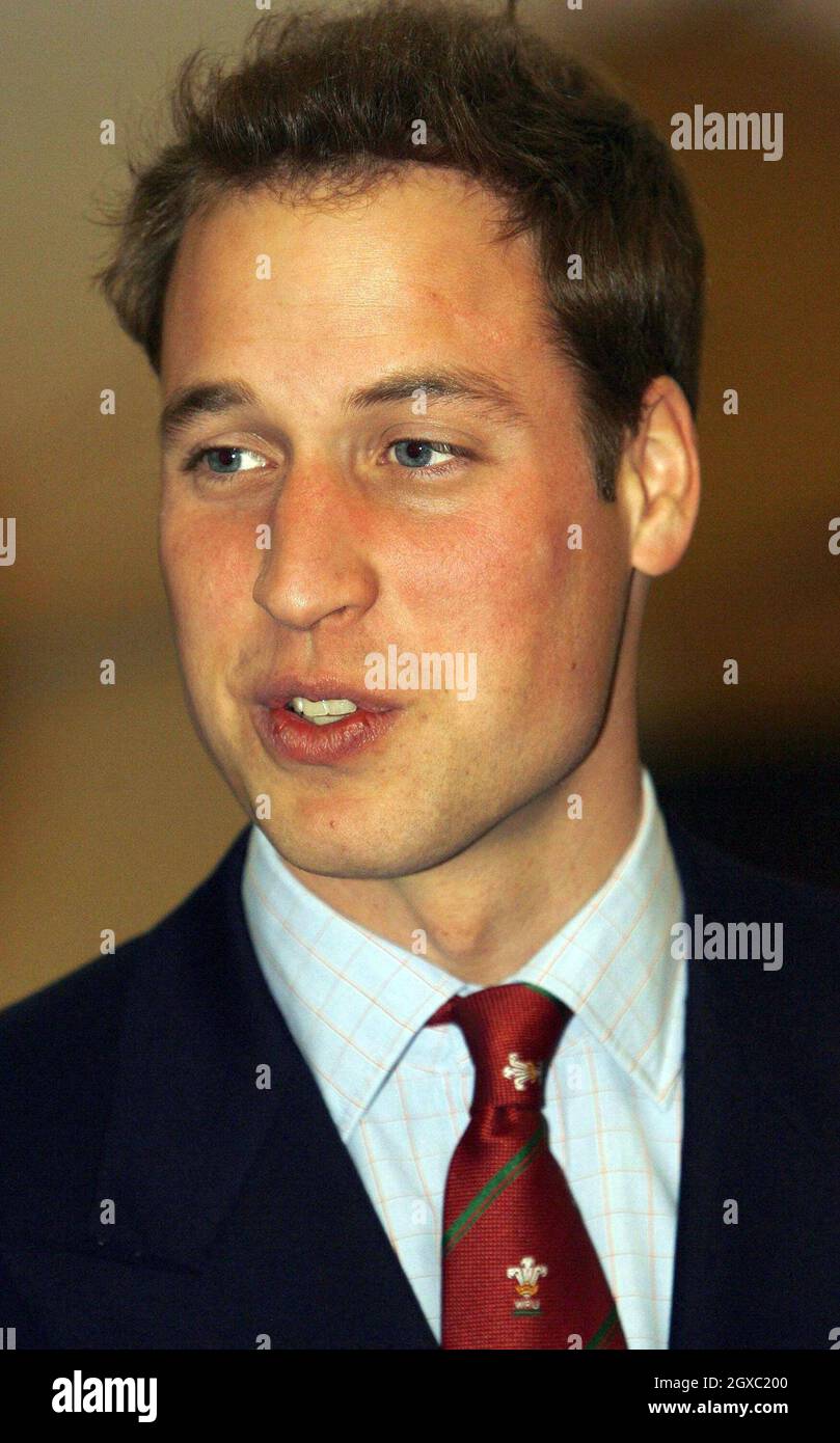 Prince William at the Millennium Stadium, Cardiff on February 4, 2007. Prince William officially took up his role as Vice Royal Patron of the Welsh Rugby Union. The prince was at the Millennium Stadium in Cardiff to see Wales play Ireland in their opening game of the Six Nations tournament. Anwar Hussein/EMPICS Entertainment Stock Photo