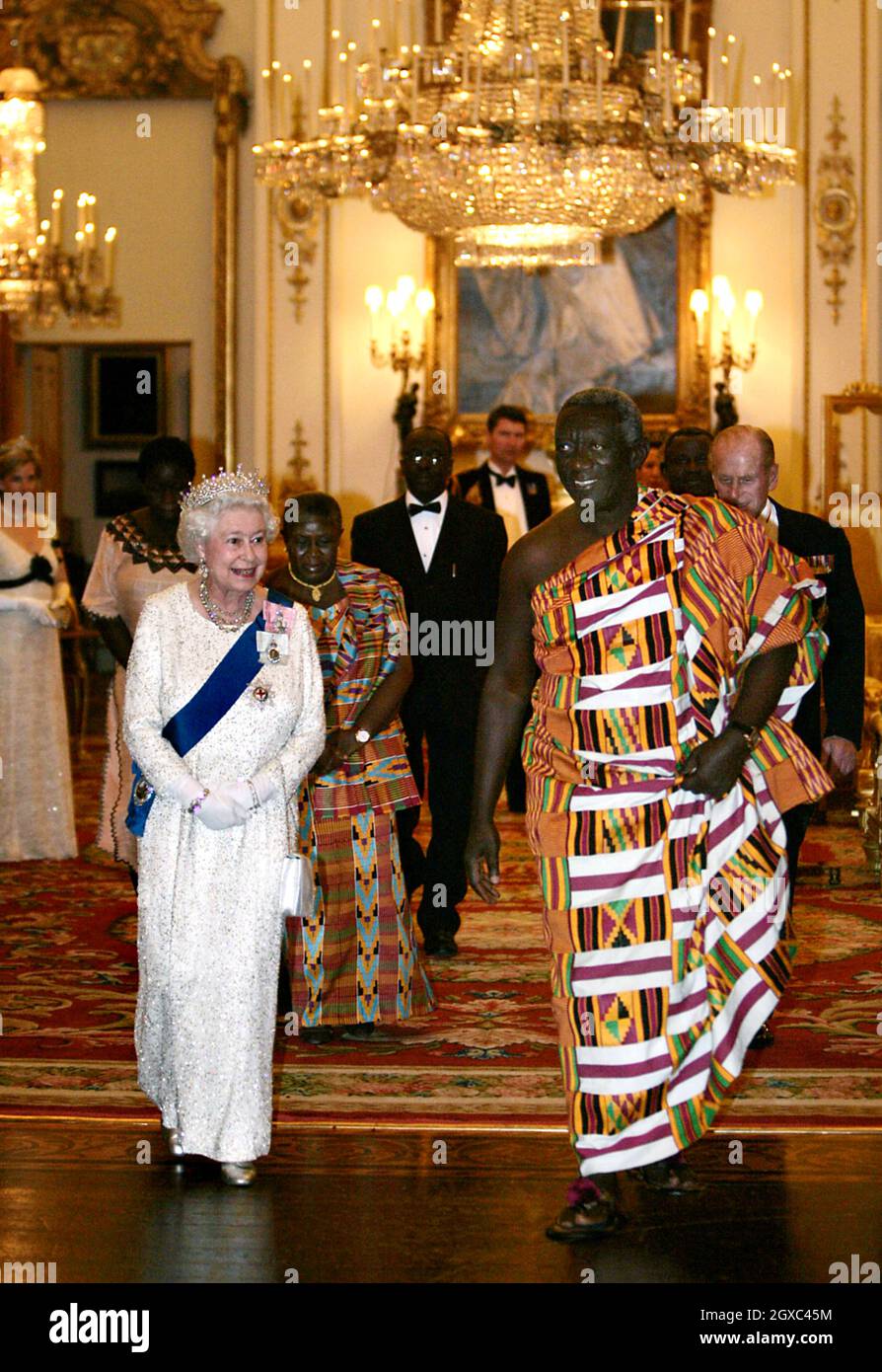 Ghana Facts & History - Queen Elizabeth II and the President of Ghana, John  Agyekum Kufuor, arrive for a State Banquet at Buckingham Palace on March  13, 2007. (Photo by Anwar Hussein