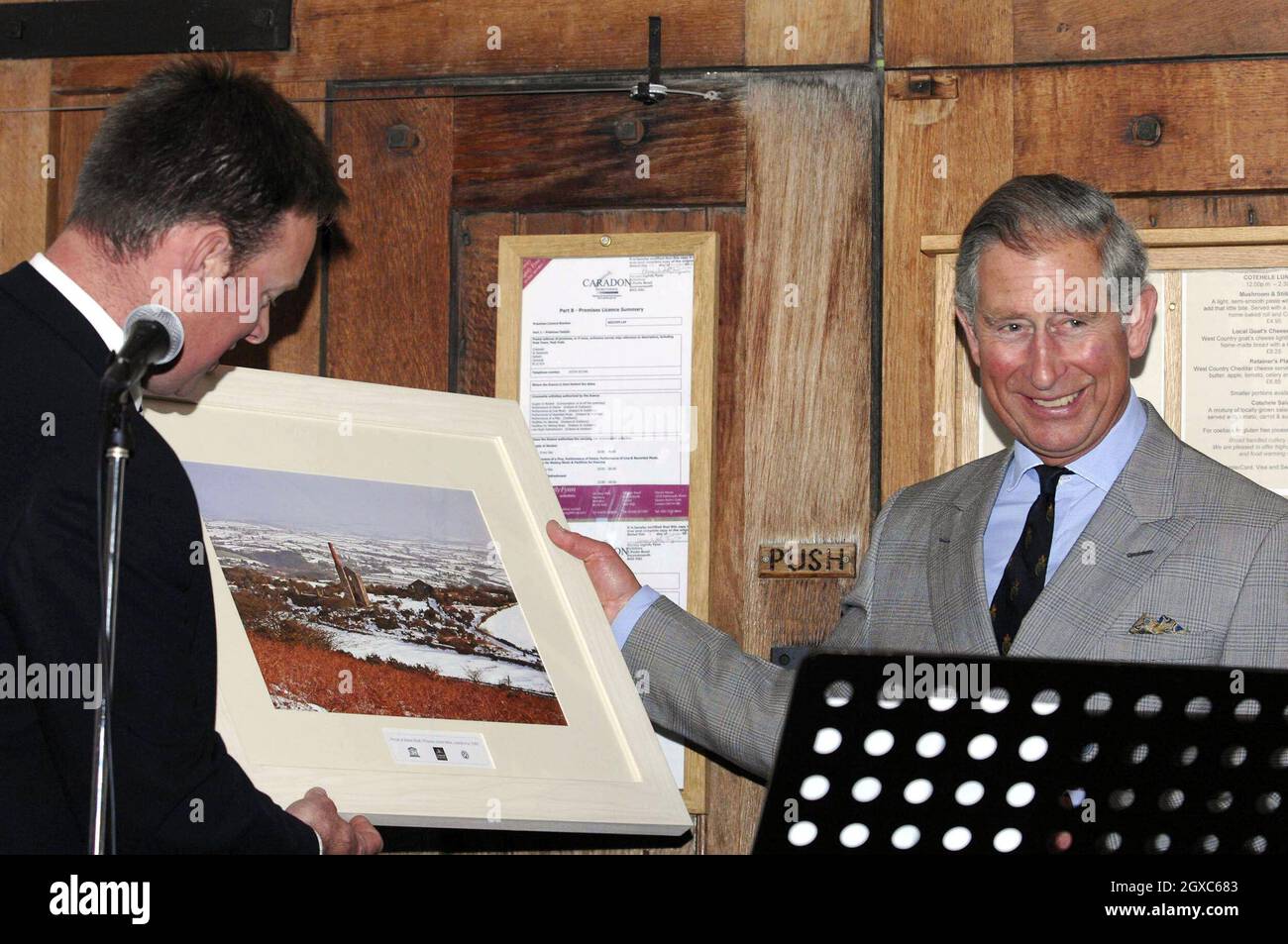 Prince Charles, Prince of Wales visits the National Trust Barn at Cotehele House at Kelly Bray in east Cornwall on May 10, 2007. Stock Photo