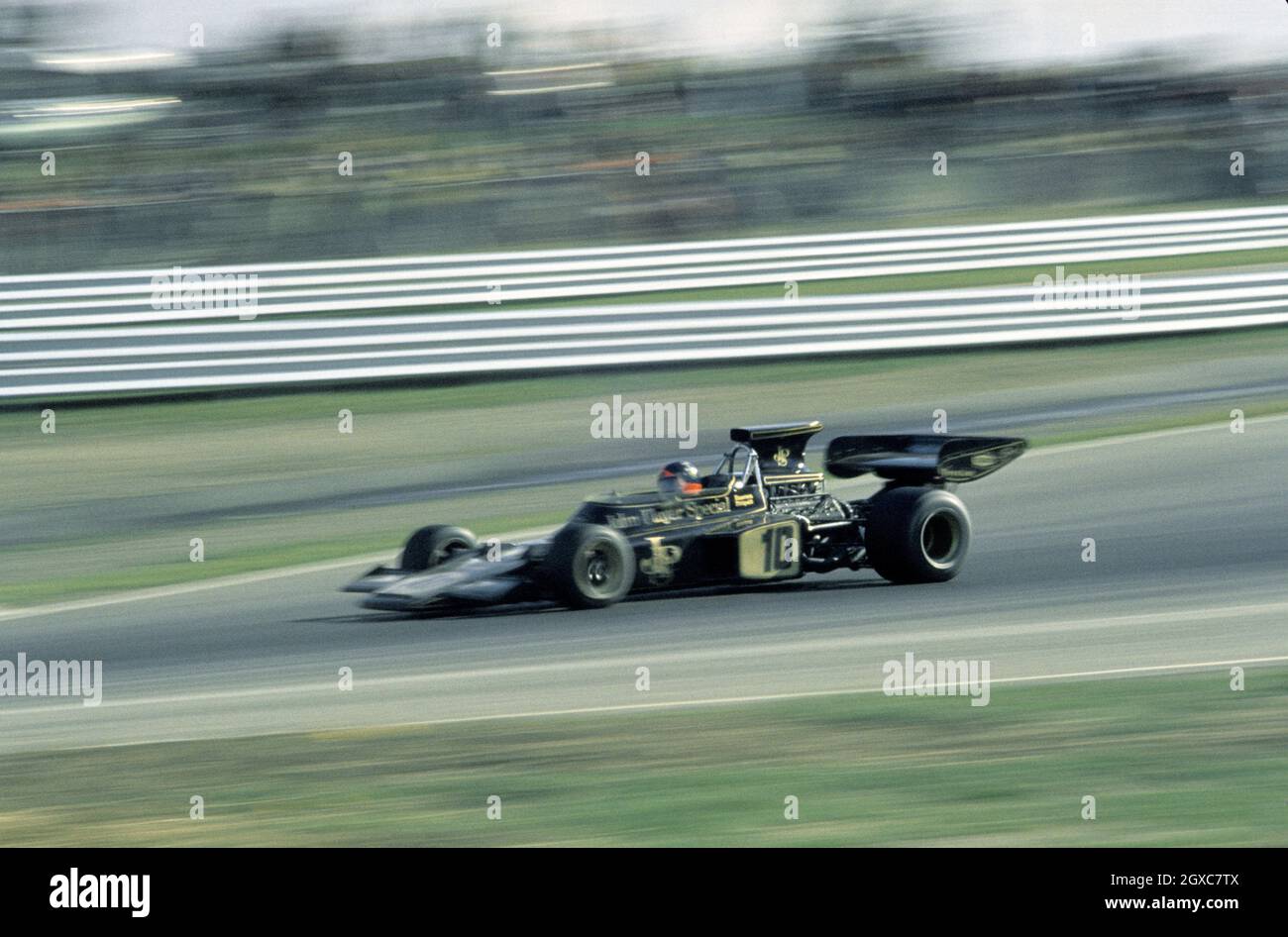 Emerson Fittipaldi drives his John Player Special Formula One racing