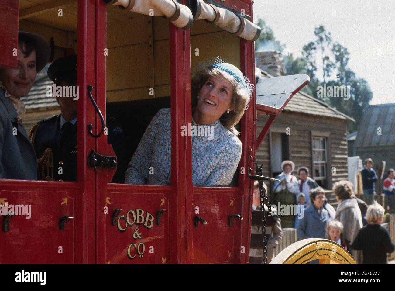 Diana princess of wales enjoys a ride in a stagecoach on april 15