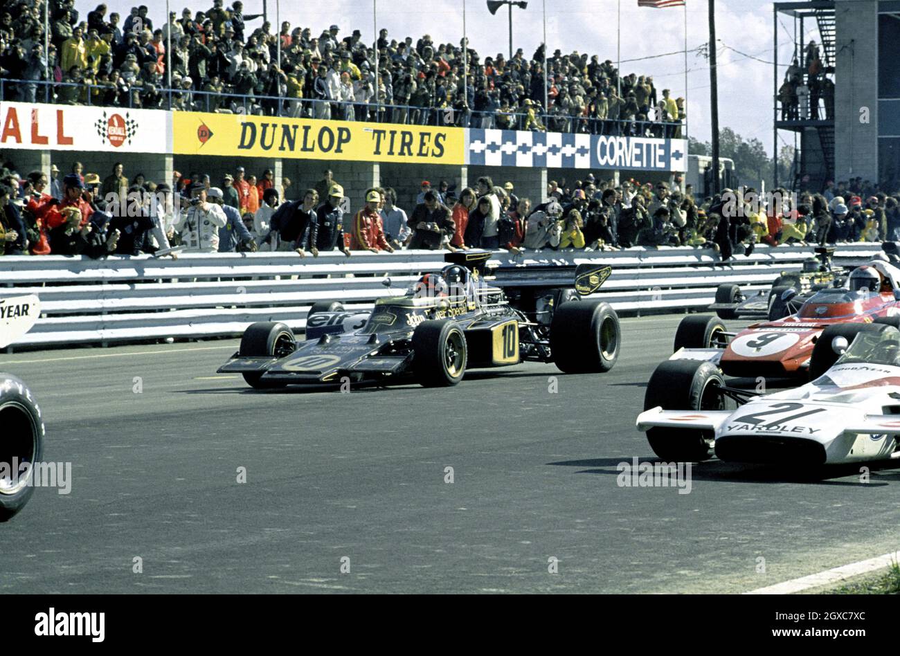 Emerson Fittipaldi drives his John Player Special Formula One racing