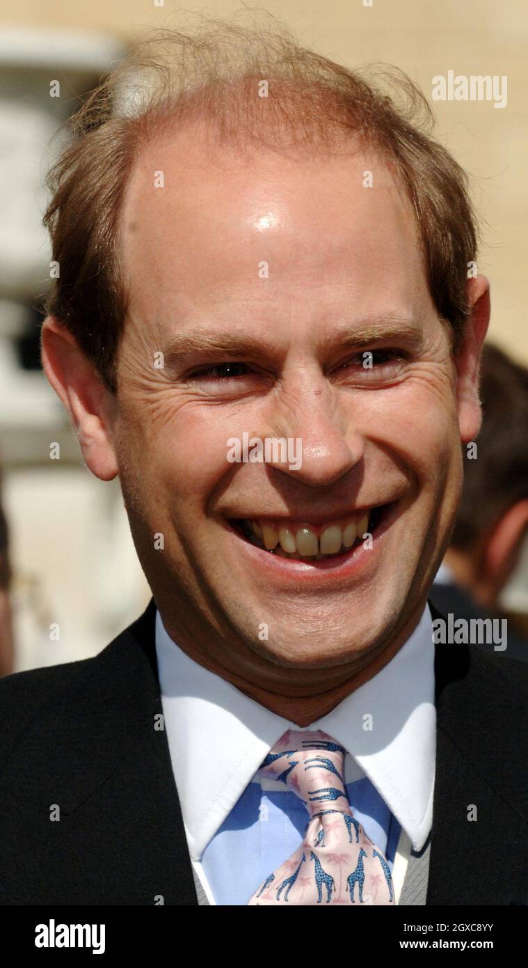 Prince Edward, Earl of Essex smiles as he attends a garden party hosted by Queen Elizabeth II at Buckingham Palace in London. Stock Photo