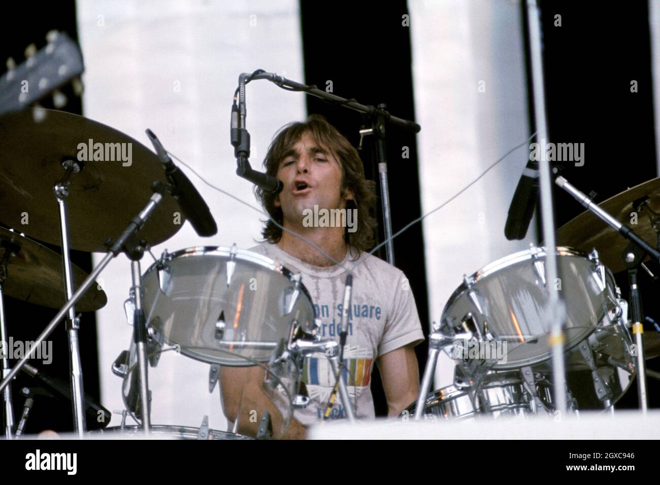 Beach Boys Drummer Dennis Wilson Performing On Stage Circa 1975 Stock Beach Boys Drummer Dennis Wilson Performing On Stage Circa 1975 Stock