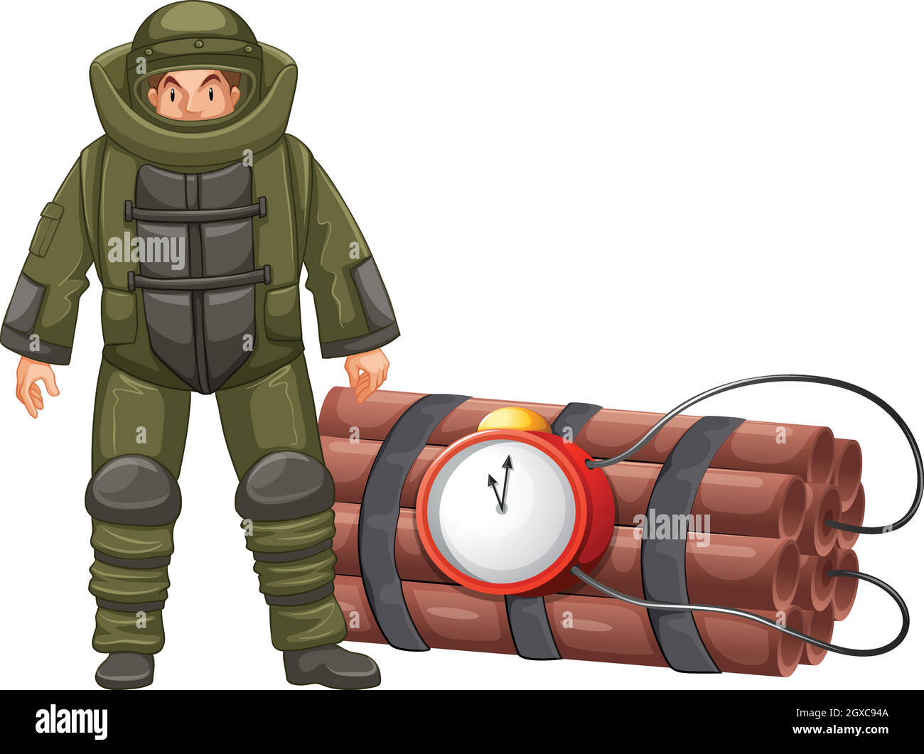 Bomb squad and time bomb Stock Vector