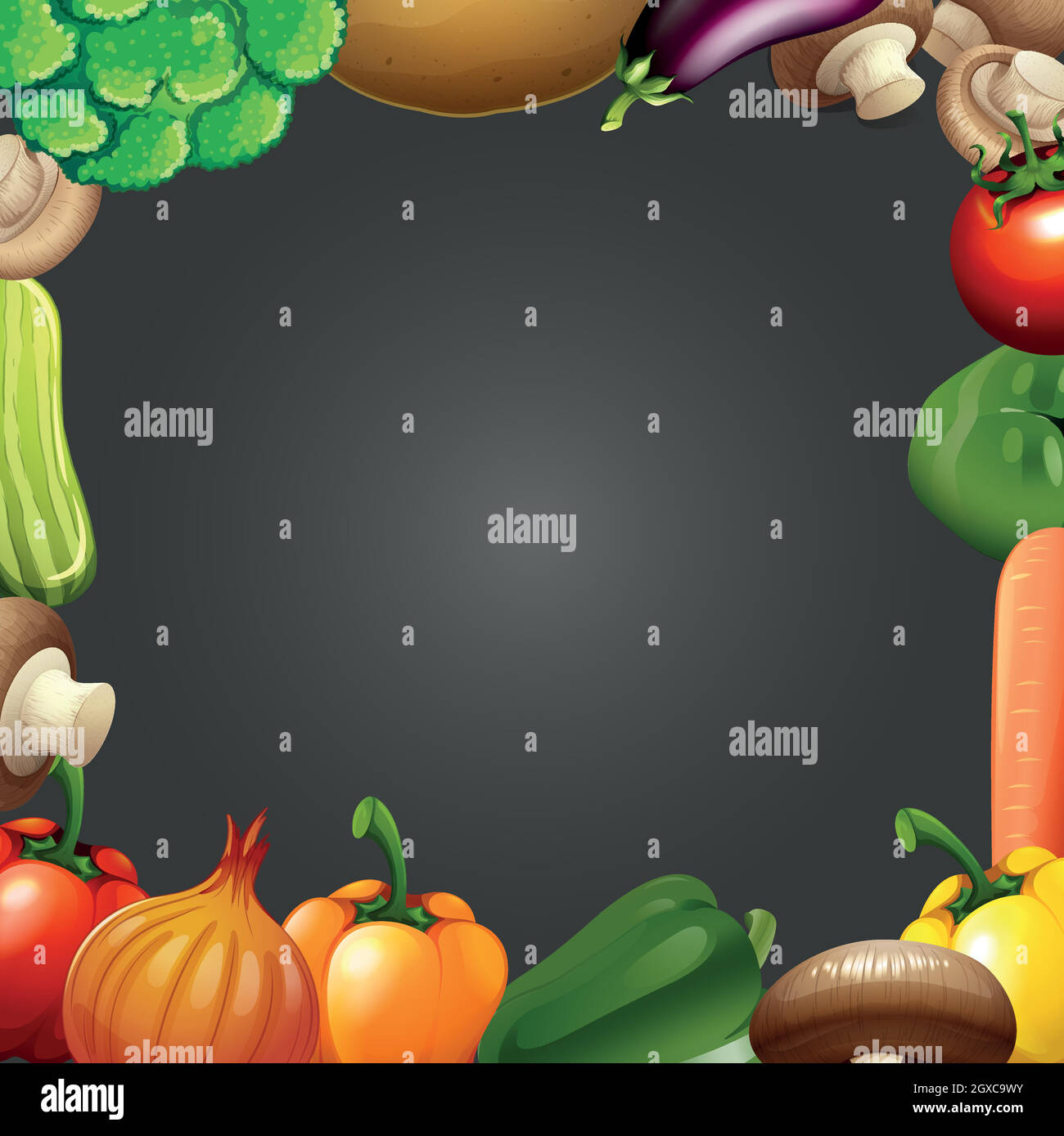 Border design with fresh vegetables Stock Vector Image & Art Alamy
