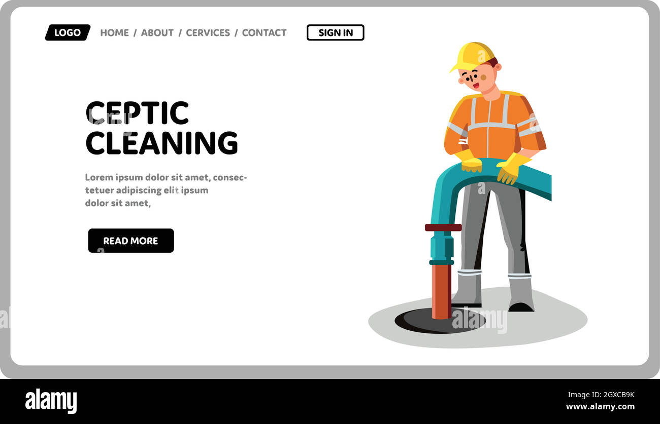 Septic Cleaning And Emptying Tank Worker Vector Stock Vector